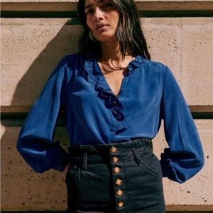Sezane blue blouse